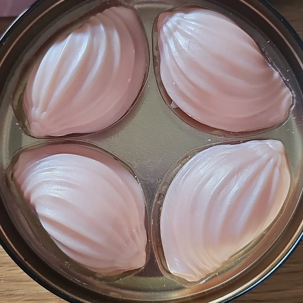Avon Sea Treasures Pink Shell Guest Soaps & Round Avon Tin New in Box
